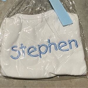 STEPHEN personalized bib white and blue gift baby boy